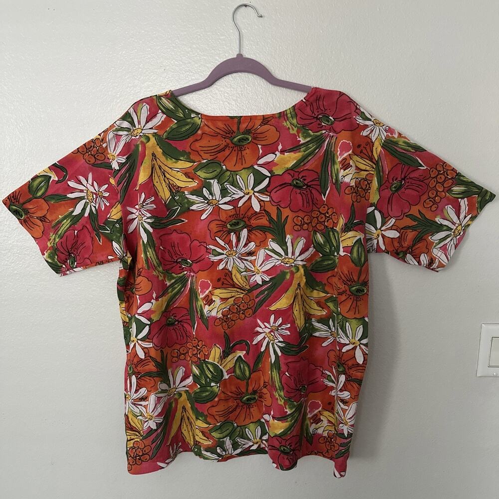 Vintage Plus Size Colorful Tropical Floral Print Katelyn Rose Woman Top SZ 2X - Picture 2 of 6